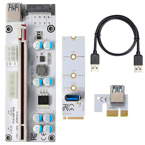 MZHO PCI-E 1X to 16X VER010-X Riser Card mit M.2 to PCI-E X1 NGFF Slot Adapter für Bitcoin Cryptocurrency Mining Ethernet Mining