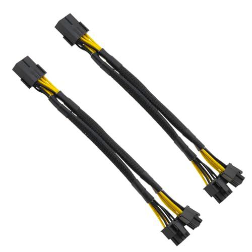 VGOL 2 unidades PCIE 8 pines a Dual 8 pines (6 + 2) adaptador de alimentación PCIE 18 AWG línea longitud 22 cm tarjeta gráfica cable de expansión para conexión GPU Negro