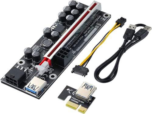 YABOANG PCIE Riser - Ampliación gráfica de 1 x a 16 x para tarjeta adaptadora Bitcoin GPU Mining Powered Riser