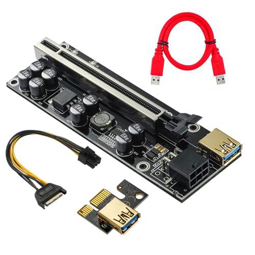 YUNKOZAND PCIE Riser 8 condensadores, GPU Extender Riser Tarjeta Riser para Bitcoin Litecoin ETH Ethereum Mining