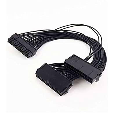 LeHang 3x Fuente de alimentación PSU dual Cable de extensión de 24 pines para placa base ATX 24 pines a 24 (20 + 4) pines 30CM